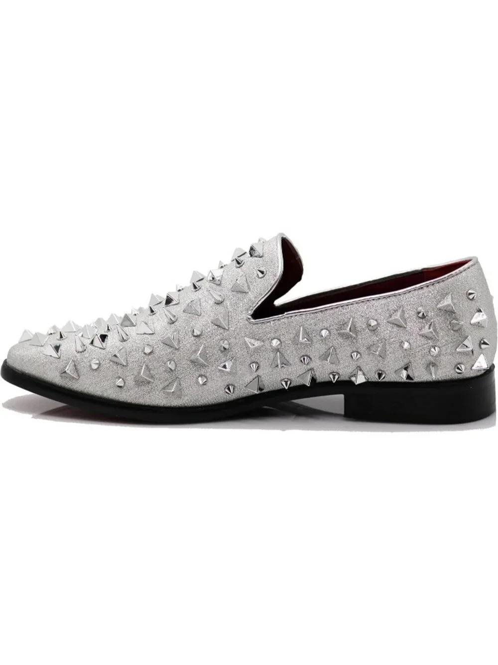 Enzo Romeo Men's Silver Solid Rubber Sole Vintage Loafers Slip On Classic Shoes